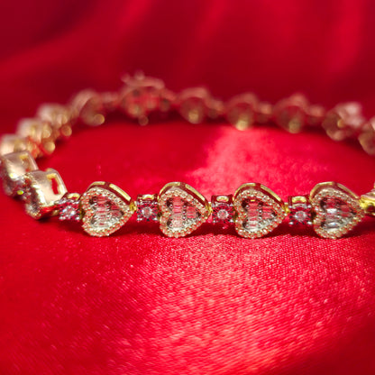 Women's Heart Bracelet 1.50 ctw Diamond 10K Yellow Gold