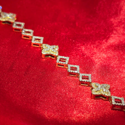 10K Gold Women's Clover Diamond Link Bracelet 1.45ctw