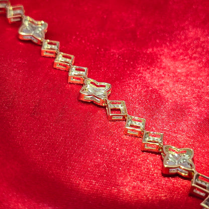 10K Gold Women's Clover Diamond Link Bracelet 1.45ctw