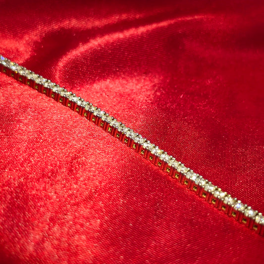 14K Yellow Gold Women's Diamond Tennis Bracelet 3.00ctw with Heart Clasp