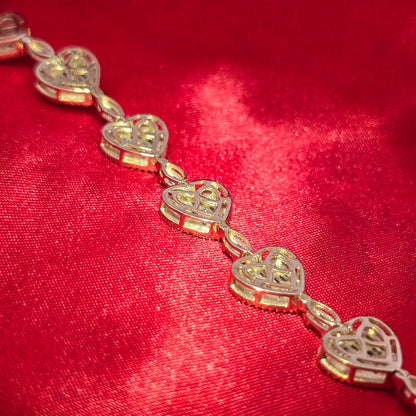 10K Yellow Gold Women's Heart Diamond Bracelet 2.35ctw