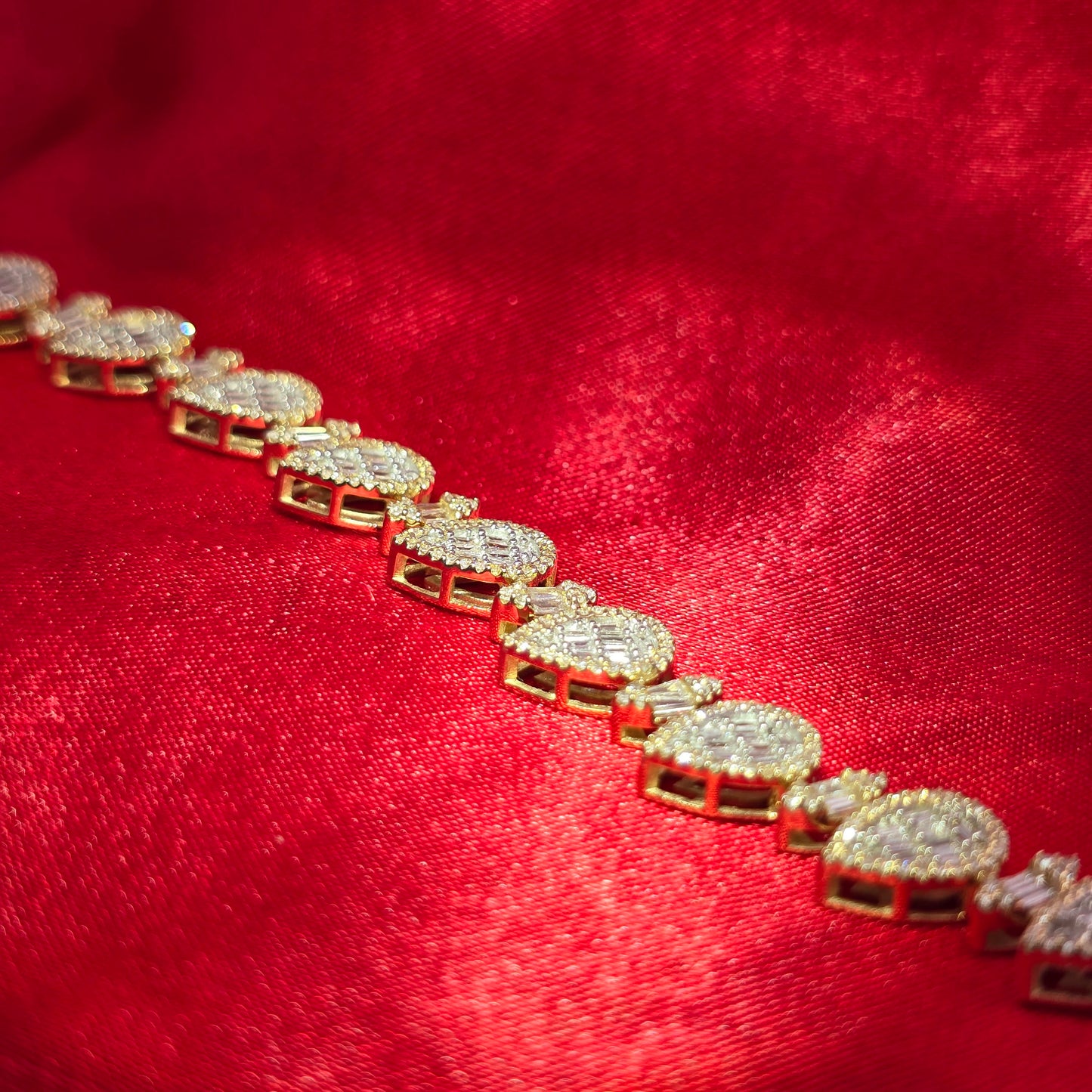 10K Yellow Gold Pear & Marquise Diamond Cluster Cuff Bracelet 2.50ctw