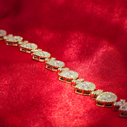 10K Yellow Gold Pear & Marquise Diamond Cluster Cuff Bracelet 2.50ctw
