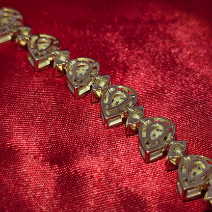 10K Yellow Gold Pear & Marquise Diamond Cluster Cuff Bracelet 2.50ctw
