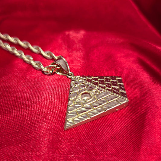 10K Gold Egyptian Horus Eye Pendant with 10K Rope Chain 20"