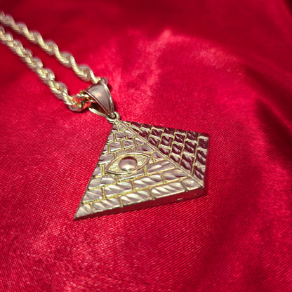 10K Gold Egyptian Horus Eye Pendant with 10K Rope Chain 20"
