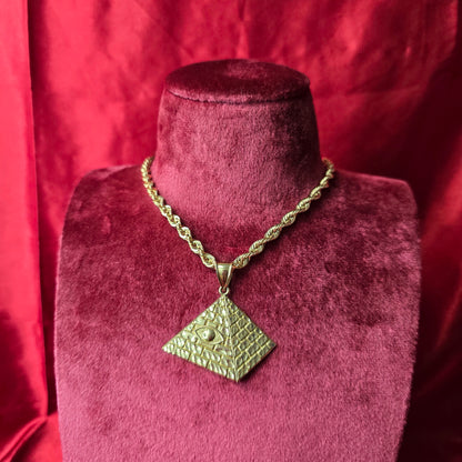 10K Gold Egyptian Horus Eye Pendant with 10K Rope Chain 20"