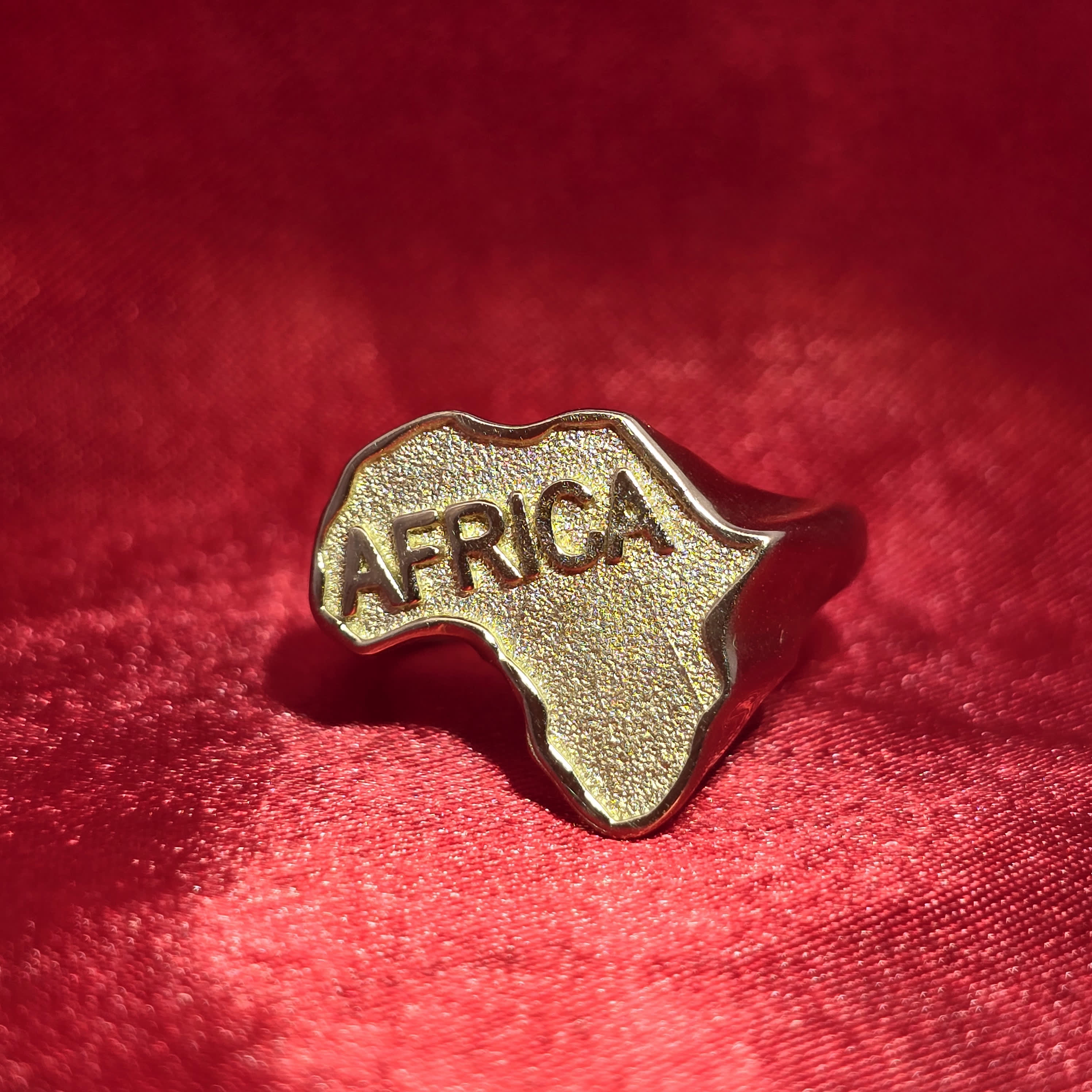 10K Gold Africa Map Ring – Bold Statement Unisex Ring – Jewelry Palace