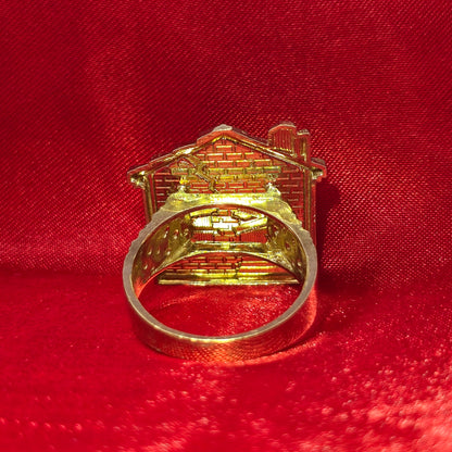 10K Gold Trap House Ring for Men – Urban Statement Ring
