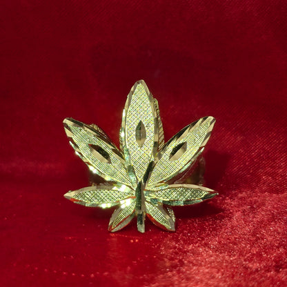 10K Mens Marijuana Cannabis Gold Ring