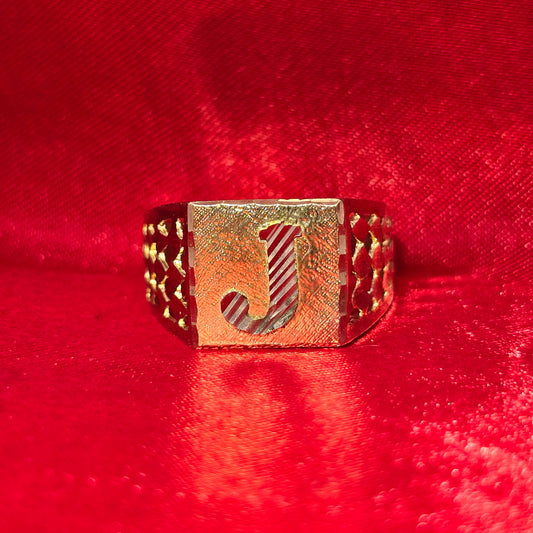 10K Mens Elegant Initial "J" Gold Ring