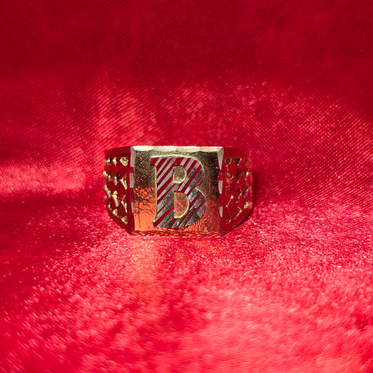 10K Mens Gold Initial "B" Ring