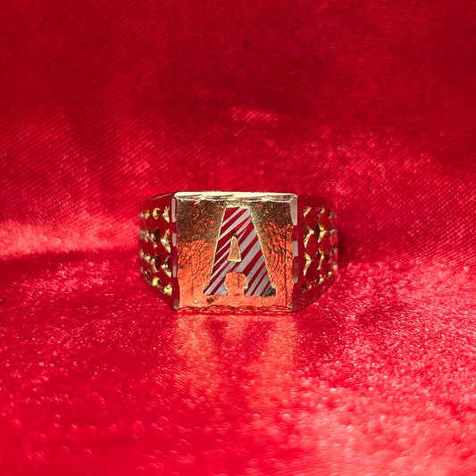 10K Mens Initial "A" Gold Ring
