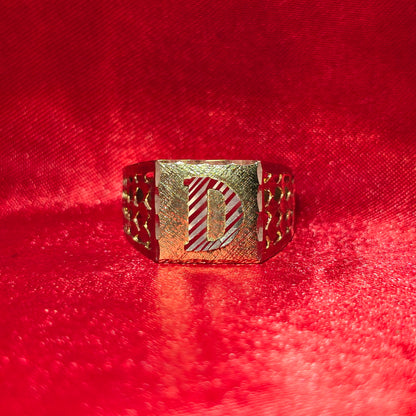 10K Mens Initial "D" Gold Ring