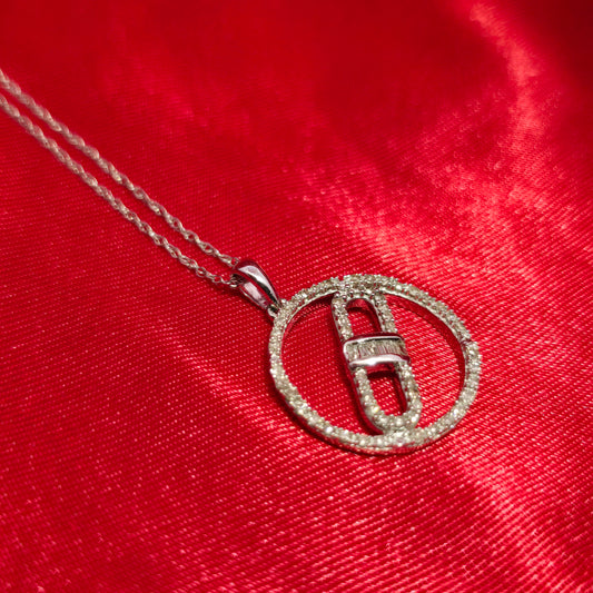 10K White Gold Farandole Pendant with 0.50 CTW Natural Diamonds & Twisted Curb Chain | Women’s Necklace