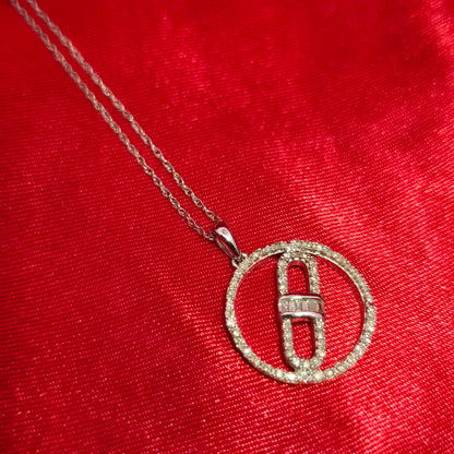 10K White Gold Farandole Pendant with 0.50 CTW Natural Diamonds & Twisted Curb Chain | Women’s Necklace