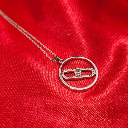 10K White Gold Farandole Pendant with 0.50 CTW Natural Diamonds & Twisted Curb Chain | Women’s Necklace