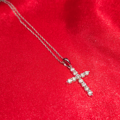 14K White Gold Diamond Cross Pendant with Twisted Curb Chain | 1/2 CTW Women’s Necklace