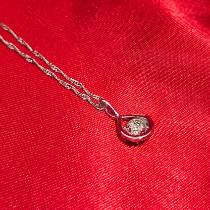 10K White Gold Diamond Swirl Pendant with Twisted Curb Chain | 1/10 CTW Cluster Necklace for Women