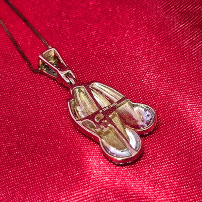 10K Yellow Gold Diamond Praying Hands Necklace for Women | 1/6 CTW