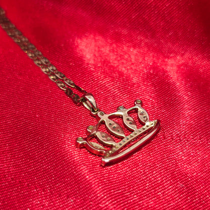 10K Yellow Gold Diamond Crown Necklace Set for Women | 0.32 CTW
