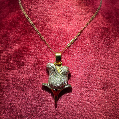 Diamond Rose Pendant Necklace in 10K Yellow Gold – 0.33 CTW | Fine Women's Jewelry