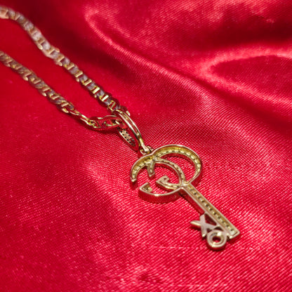 Diamond Key Pendant Necklace in 10K Yellow Gold – 1.0 CTW | Designer-Inspired Jewelry Set
