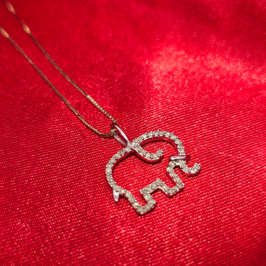 10K Yellow Gold Diamond Elephant Pendant | Baby Gift Necklace 0.16 CTW