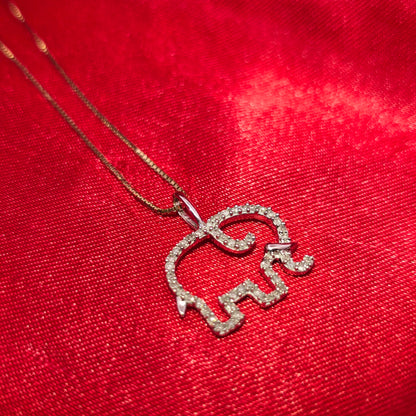 10K Yellow Gold Diamond Elephant Pendant | Baby Gift Necklace 0.16 CTW