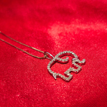 10K Yellow Gold Diamond Elephant Pendant | Baby Gift Necklace 0.16 CTW