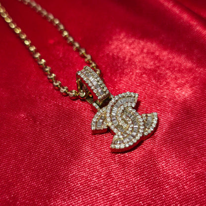 10K Yellow Gold Diamond Double-C Pendant Necklace | Chanel-Inspired | 1.50 CTW