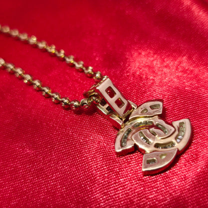 10K Yellow Gold Diamond Double-C Pendant Necklace | Chanel-Inspired | 1.50 CTW