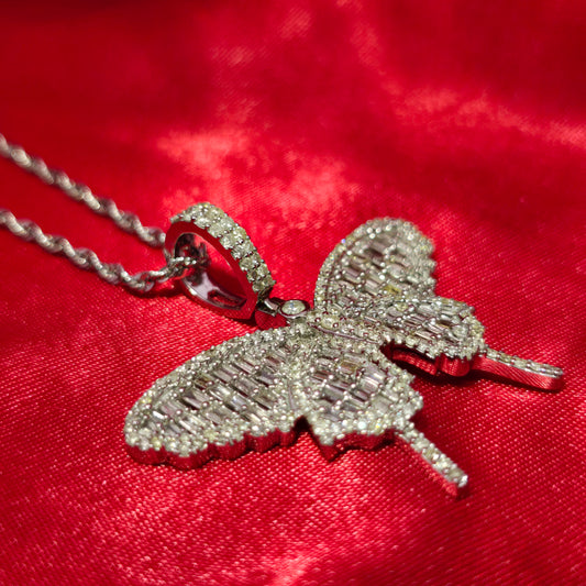10k White Gold Farandole Butterfly Necklace Set 2.25 ctw