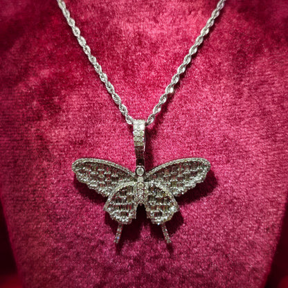 10k White Gold Farandole Butterfly Necklace Set 2.25 ctw