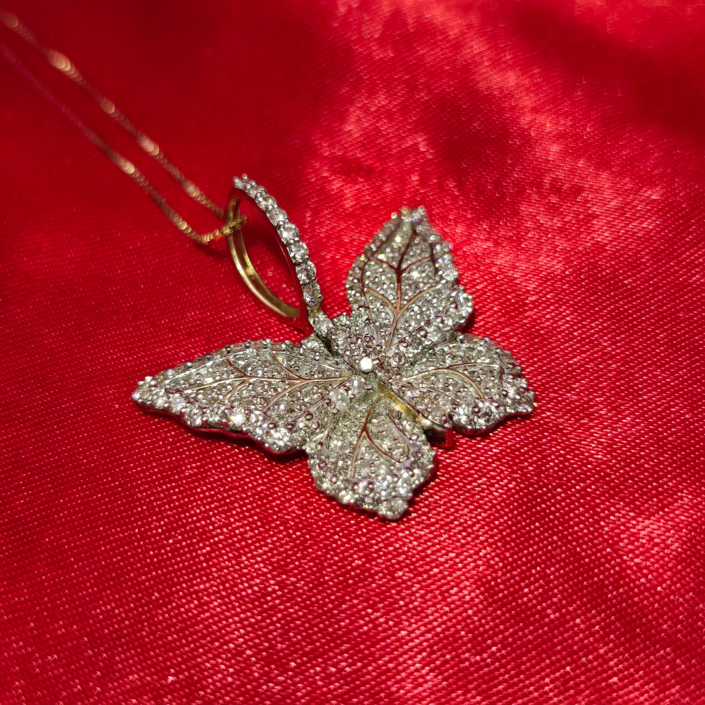 14k Yellow Gold Diamond Butterfly Pendant & Box Chain 1 1/2 ctw14K Yellow Gold Diamond Butterfly Pendant & Box Chain – 1.50 CTW | Elegant Nature-Inspired Necklace | Jewelry Palace