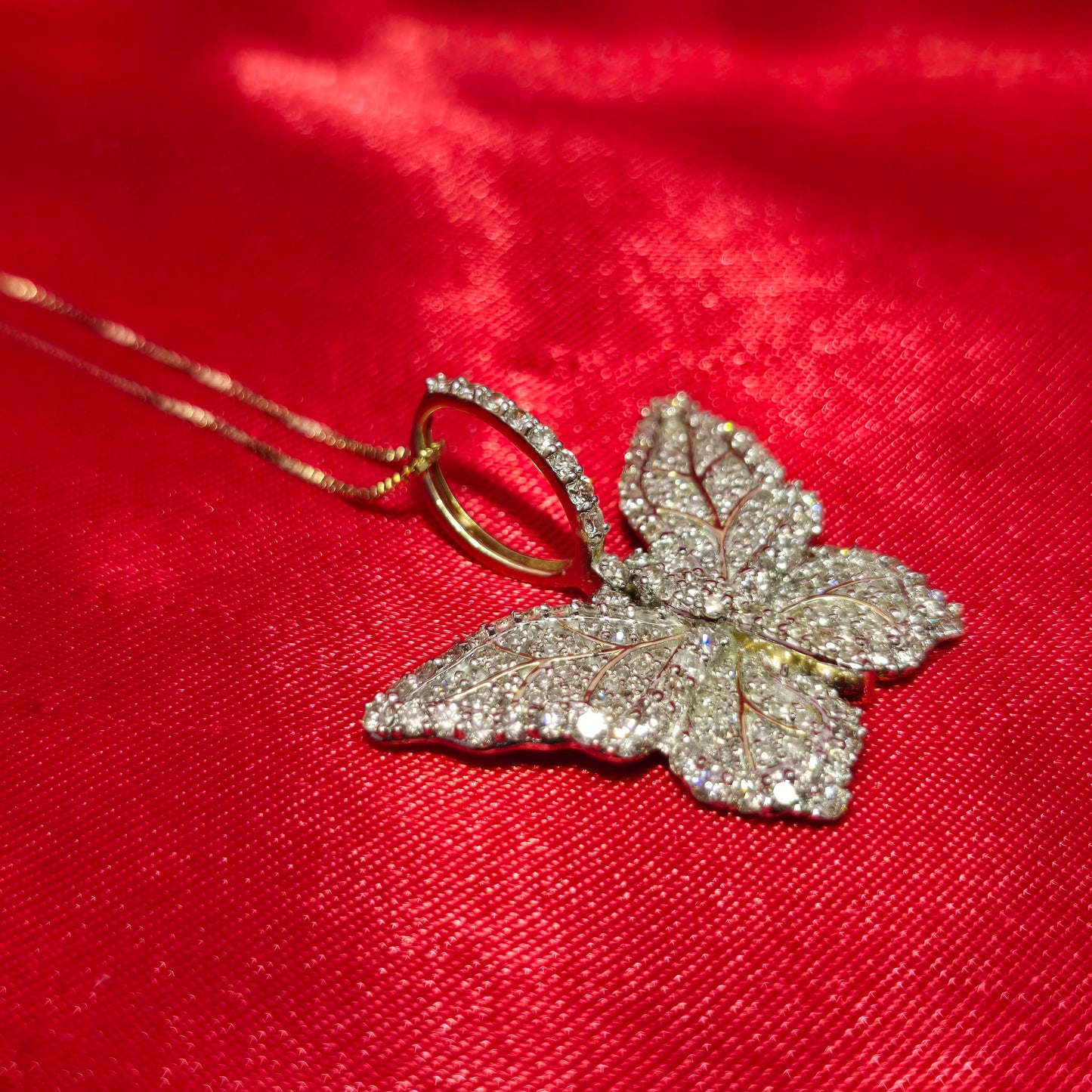 14k Yellow Gold Diamond Butterfly Pendant & Box Chain 1 1/2 ctw14K Yellow Gold Diamond Butterfly Pendant & Box Chain – 1.50 CTW | Elegant Nature-Inspired Necklace | Jewelry Palace