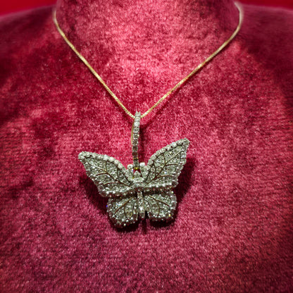 14k Yellow Gold Diamond Butterfly Pendant & Box Chain 1 1/2 ctw14K Yellow Gold Diamond Butterfly Pendant & Box Chain – 1.50 CTW | Elegant Nature-Inspired Necklace | Jewelry Palace