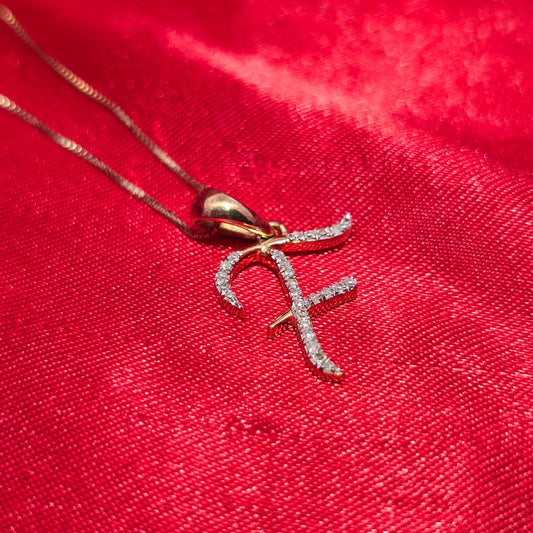 10K Yellow Gold Diamond "F" Initial Pendant Necklace – 1/12 CTW | Elegant Personal Jewelry | Jewelry Palace