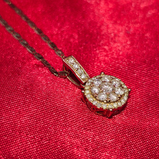 10K Yellow Gold Diamond Flower Pendant Necklace for Women 0.65 CTW | Jewelry Palace