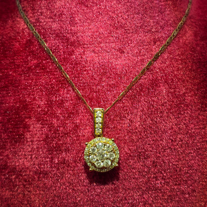 10K Yellow Gold Diamond Flower Pendant Necklace for Women 0.65 CTW | Jewelry Palace