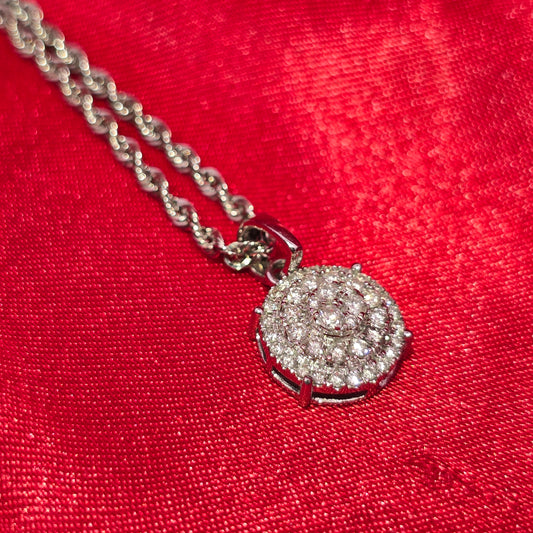10K White Gold Farandole Circle Flower Pendant for Women 0.65 CTW | Jewelry Palace