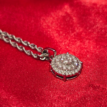 10K White Gold Farandole Circle Flower Pendant for Women 0.65 CTW | Jewelry Palace