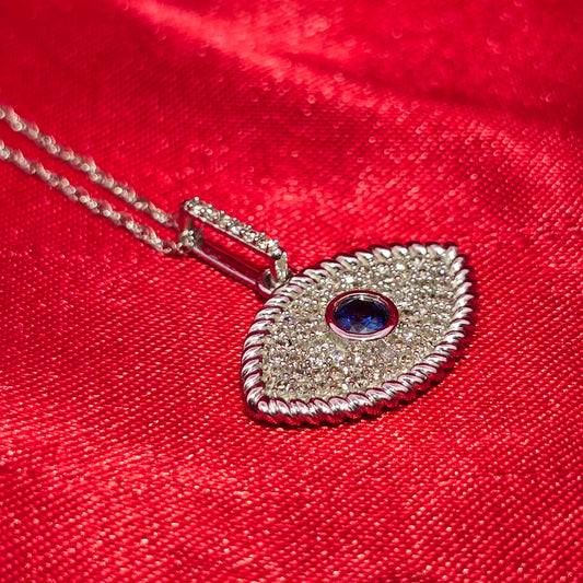 10K White Gold Diamond Evil Eye Necklace for Women 0.25 CTW | Sapphire Center