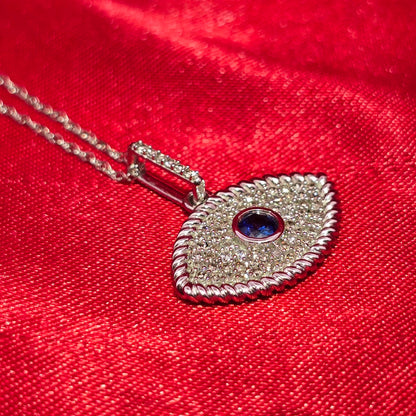 10K White Gold Diamond Evil Eye Necklace for Women 0.25 CTW | Sapphire Center