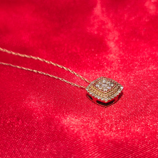 10K Yellow Gold Diamond Square Necklace Set for Women | 0.50 CTW