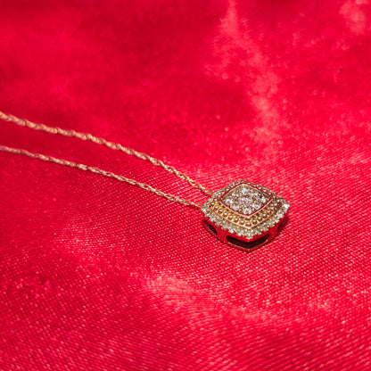 10K Yellow Gold Diamond Square Necklace Set for Women | 0.50 CTW