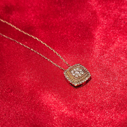 10K Yellow Gold Diamond Square Necklace Set for Women | 0.50 CTW