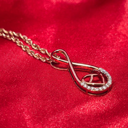 10K Rose Gold Diamond Infinity Pendant Necklace for Women | 0.10 CTW