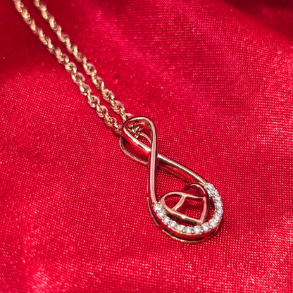 10K Rose Gold Diamond Infinity Pendant Necklace for Women | 0.10 CTW