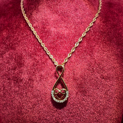 10K Rose Gold Diamond Infinity Pendant Necklace for Women | 0.10 CTW